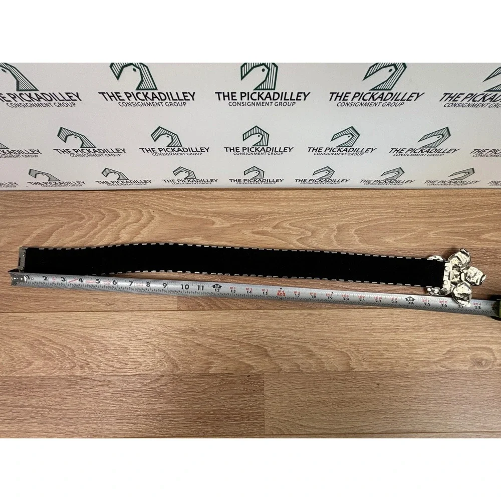 Stretchy Elastic Belt‎ Rhinestone Flower Buckle Silver Tone Glamorous Statement